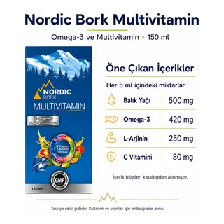 Nordic Bork Omega-3 ve Multivitamin Sıvı Takviye 150 ml