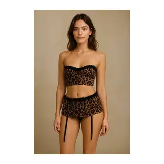 Leopar Desenli Mini Etek