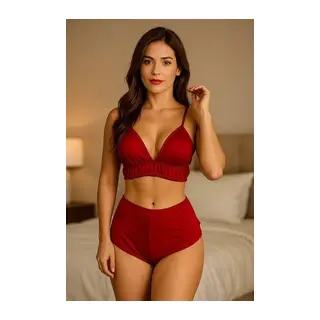 Yüksek Bel Şortlu Bralet Takım
