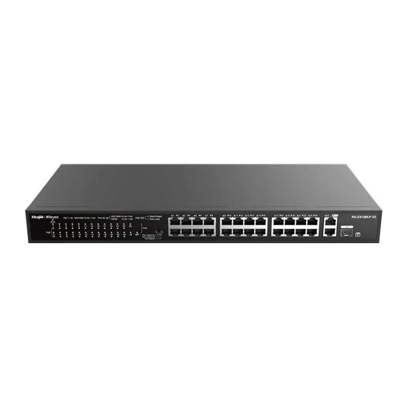 RUIJIE REYEE RG-ES126S-P V2 24 PORT 10/100+2X1GB SFP UPLINK 370W POE RACKMOUNT SWITCH