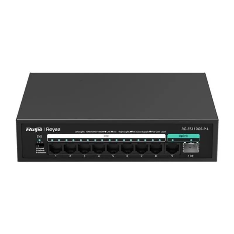 RUIJIE REYEE RG-ES110GS-P-L 8 PORT GIGABIT + 1XGB RJ45/1XSFP UPLINK 120W POE SWITCH