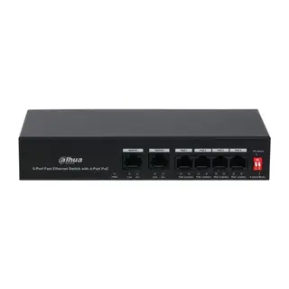 DAHUA PFS3006-4ET-36 4 PORT 10/100 + 2 PORT 10/100 UPLINK 36W POE METAL KASA SWITCH