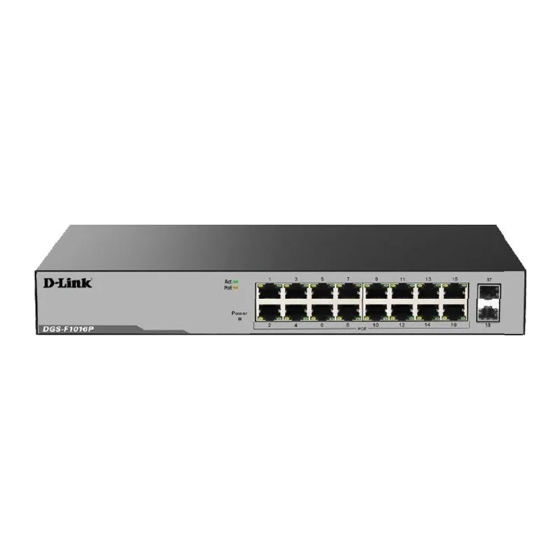 D-LINK DGS-F1016P 16 PORT GIGABIT 2X1GB SFP YÖNETİLEMEZ 250W POE SWITCH