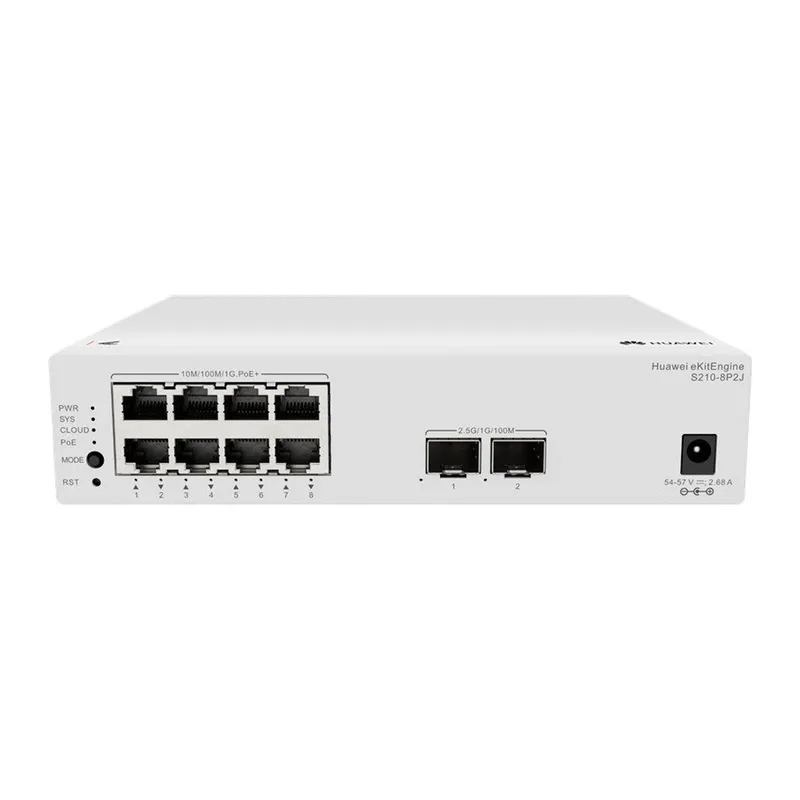 HUAWEI EKITENGINE S210-8P2J 8 PORT GIGABIT + 2 PORT 2.5G SFP UPLINK CLOUD YÖNETİLEBİLİR L2 128W POE METAL KASA SWITCH