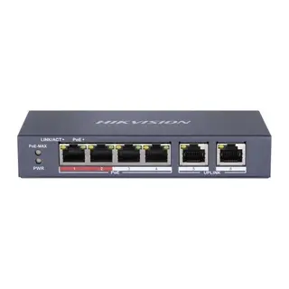 HIKVISION DS-3E0106P-E/M 4 PORT 10/100 + 2 PORT 10/100 UPLINK 35W POE METAL KASA SWITCH