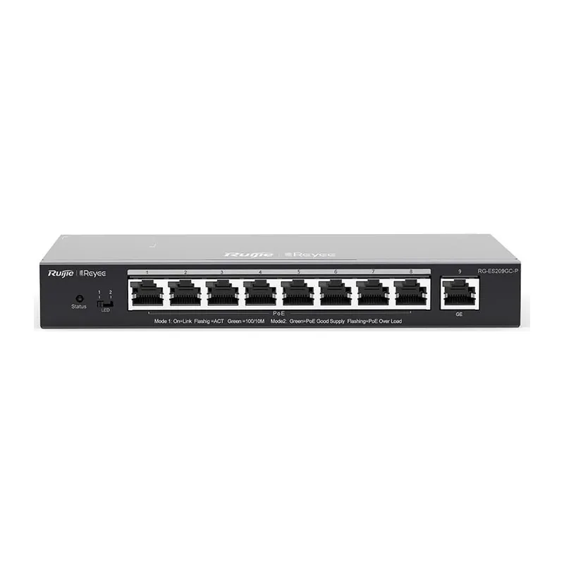 RUIJIE REYEE RG-ES209GC-P 8 PORT GIGABIT + 1 PORT GIGABIT RJ45 UPLINK CLOUD YÖNETİLEBİLİR 120W POE SWITCH