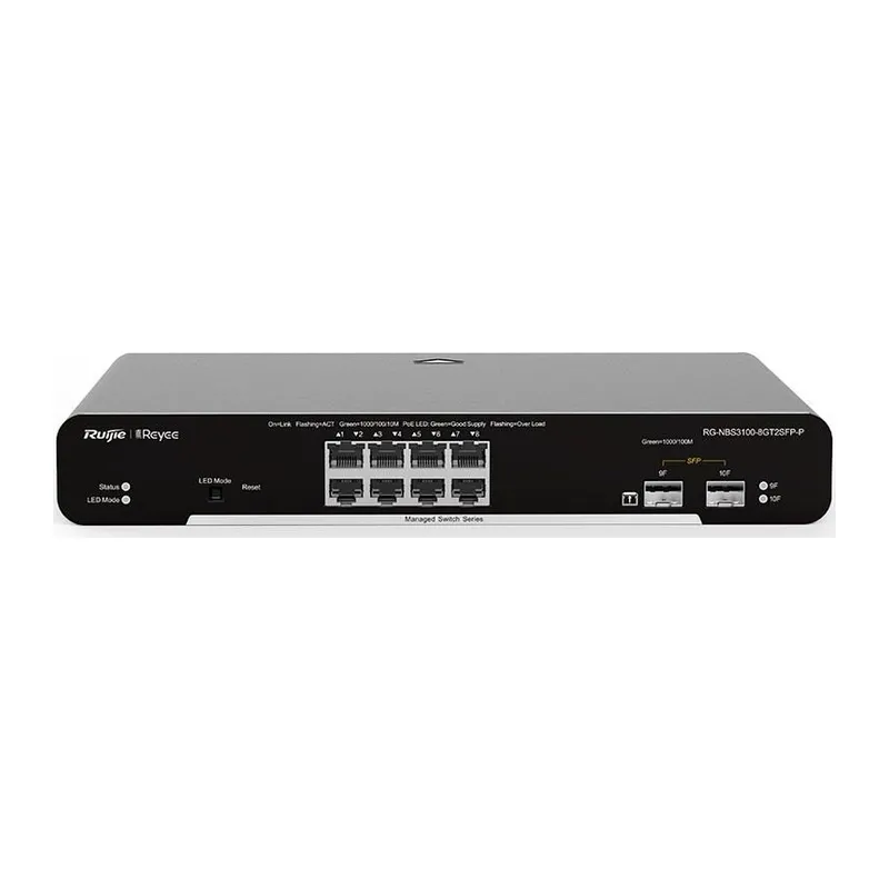 RUIJIE REYEE RG-NBS3100-8GT2SFP-P-V2 8 PORT GIGABIT + 2XGB SFP UPLINK L2 YÖNETİLEBİLİR RACKMOUNT 125W POE SWITCH