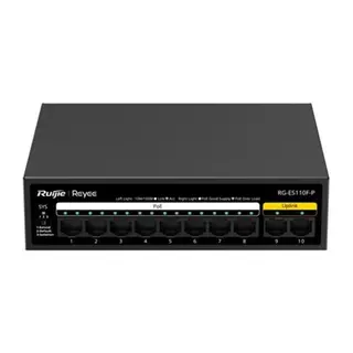RUIJIE REYEE RG-ES110F-P 8 PORT 10/100 + 2X 10/100 RJ45 UPLINK METAL KASA 110W POE SWITCH