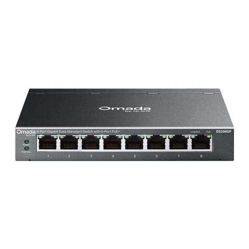 TP-LINK OMADA ES208GP 8 PORT GIGABIT 8 PORT POE 64W YONETİLEBİLİR METAL KASA SWITCH