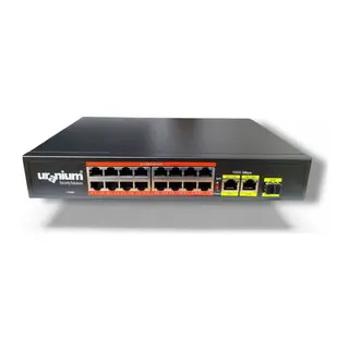 URANIUM POE-1621SFP-200W 16 PORT 10/100+2XGIGABIT RJ45+1XSFP UPLINK 250 METRE POE RACKMOUNT SWITCH (REALTEK CHIPSET)