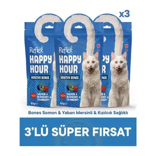 Reflex Happy Hour Healty Bones Somon & Yaban Mersinli & Kızılcık Sağlıklı Kemikler Için Destekleyici 3lü fırsat