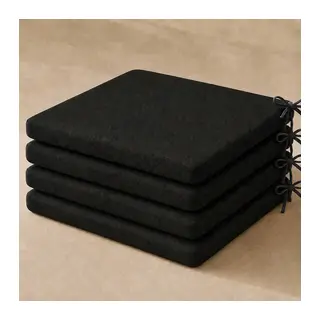 4’lü Düz Bağcıklı Sandalye Minderi · 40 × 40 × 4 cm | Siyah | 40 × 40 × 4 cm · 4 adet