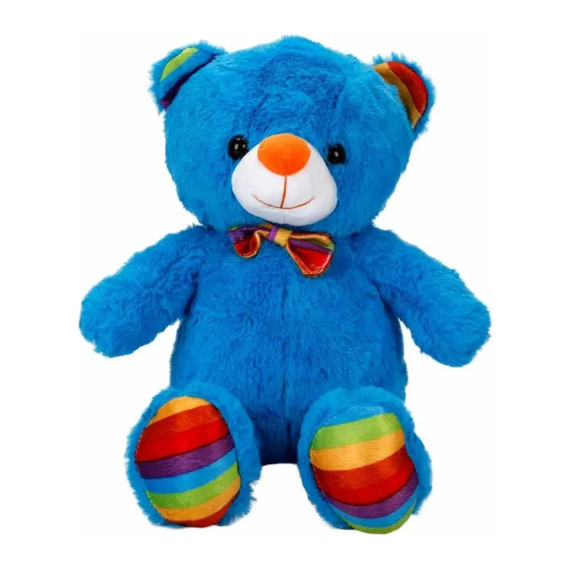 Oturan Kurdeleli Renkli Peluş Ayı 30 cm