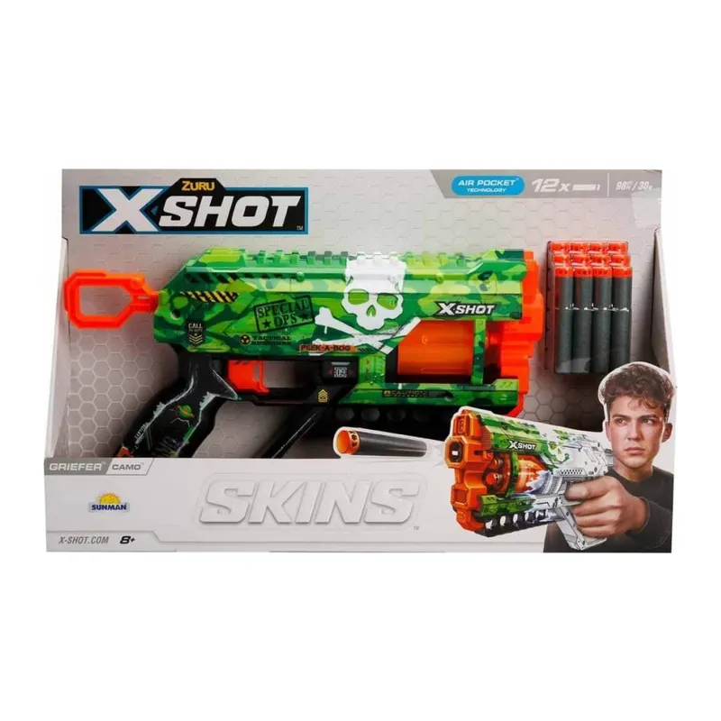 36561 X-Shot Skins Griefer 12 Mermili Sünger Dart Atan Silah 32 cm