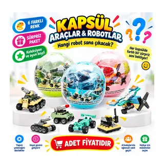 5245 KAPSÜL ARAÇLAR VE ROBOTLAR SÜRPRİZ PAKET 24D (adet fiyatıdır)