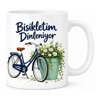 Bisikletim Dinleniyor Tasarımlı Porselen Kupa - MODEL 585