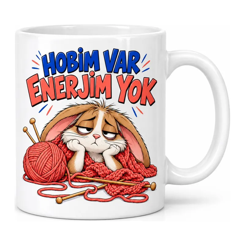 Hobi Yorgunu Tasarımlı Porselen Kupa - MODEL 984