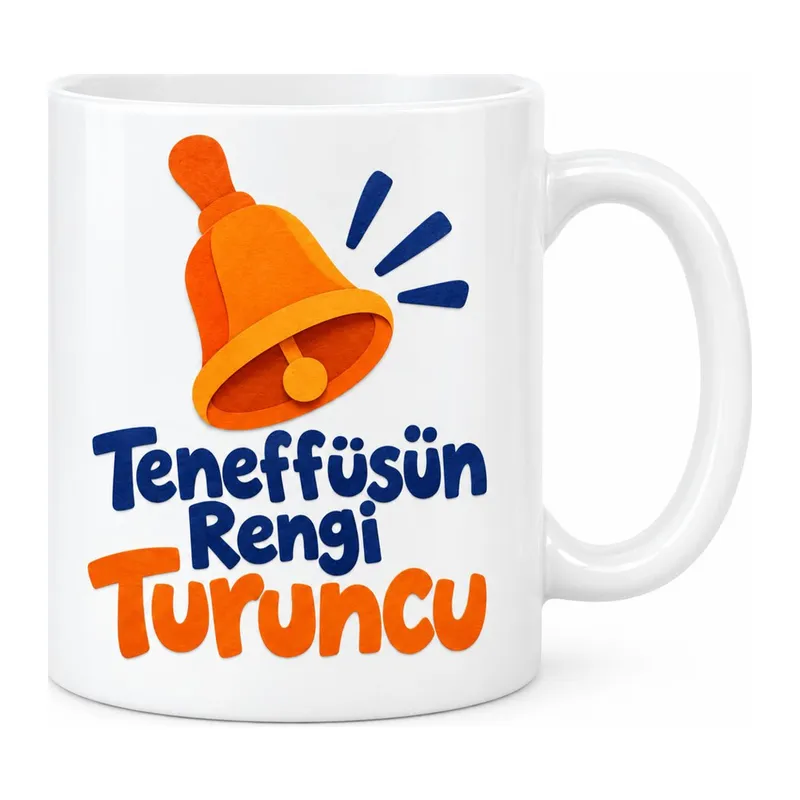 Teneffüsün Rengi Turuncu Tasarımlı Porselen Kupa - MODEL 581
