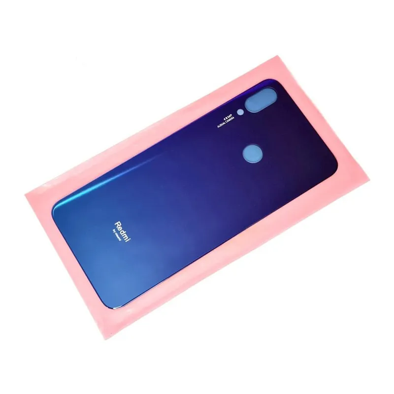 Redmi Note 7 Uyumlu Arka Pil Batarya Kapağı (Cam) Mavi