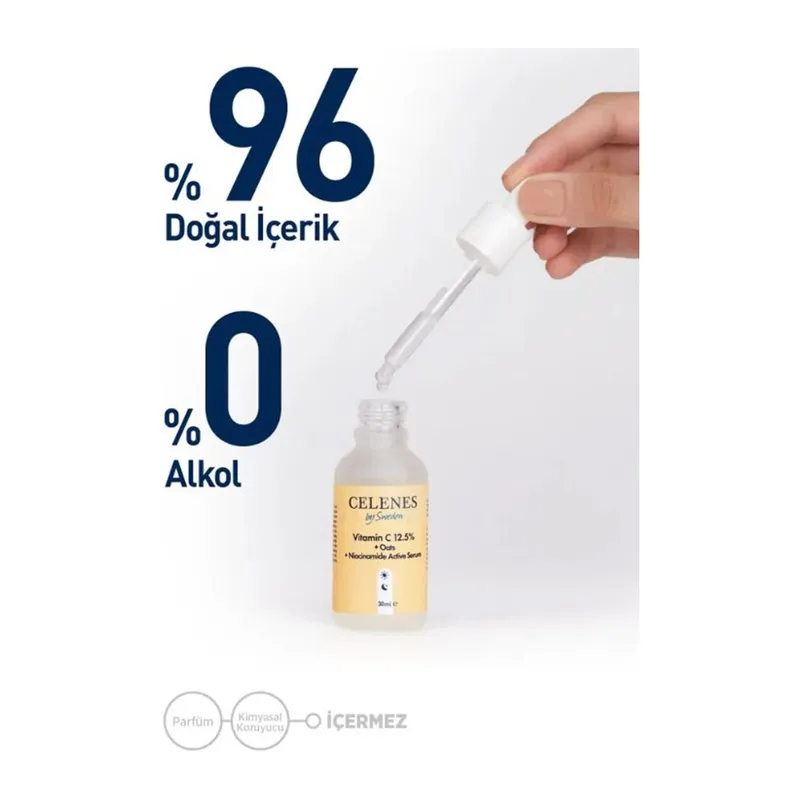 Celenes Aydınlatıcı ve Cilt Tonu Eşitleyici Rena C Vitamini Serum - Yulaf Özü + Niacinamide 30 ml