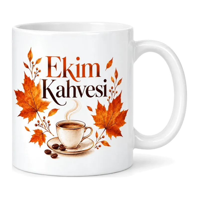 Ekim Kahvesi Tasarımlı Porselen Kupa - MODEL 350