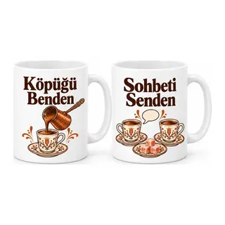 Köpüğü Benden Sohbeti Senden 2'li Porselen Kupa Seti - MODEL 389