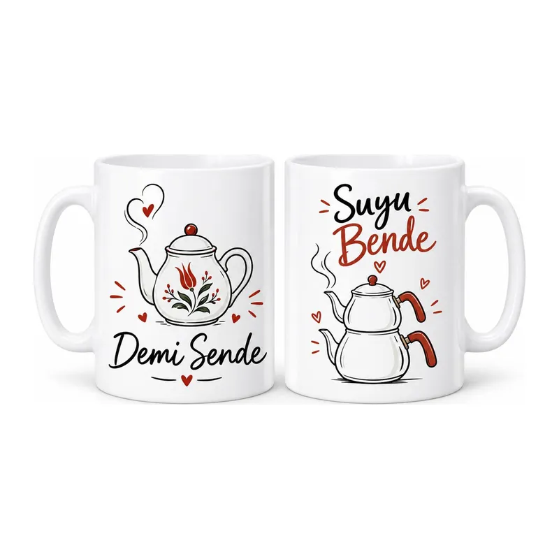 Demi Sende / Suyu Bende 2'li Porselen Kupa Seti - MODEL 448