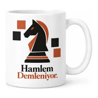 Satranç Sabrı Tasarımlı Porselen Kupa - MODEL 421