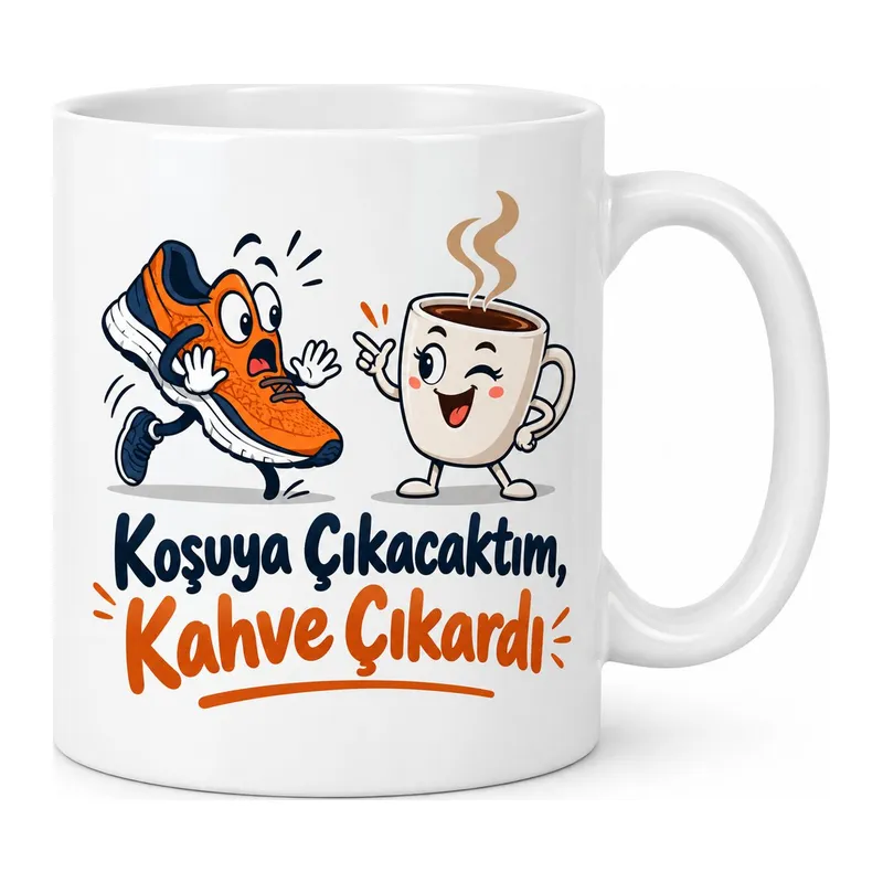 Koşu Molası Tasarımlı Porselen Kupa - MODEL 468