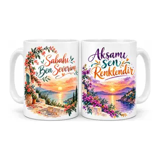 Günün İki Rengi 2'li Porselen Kupa Seti - MODEL 646