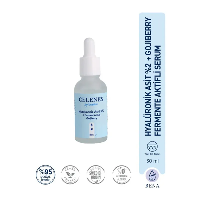 Celenes Yoğun Nemlendirici ve Cilt Yenileyici Rena Hyaluronic Asit Serum - Fermante Aktif Gojiberry 30 ml