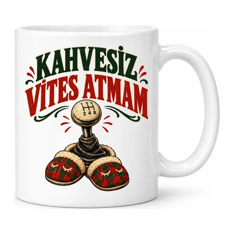 Kahve Vitesi Tasarımlı Porselen Kupa - MODEL 776
