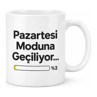 Pazartesi Moduna Geçiliyor Tasarımlı Porselen Kupa - MODEL 398