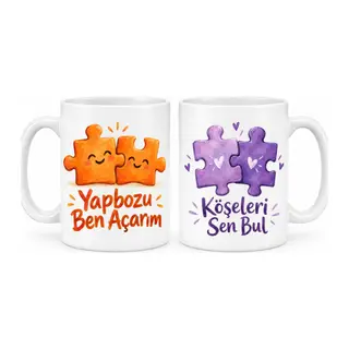 Yapboz Molası 2'li Porselen Kupa Seti - MODEL 590