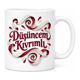 Düşüncem Kıvrımlı Tasarımlı Porselen Kupa - MODEL 510