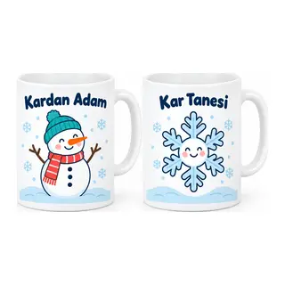 Kardan Adam ve Kar Tanesi 2'li Porselen Kupa Seti - MODEL 401