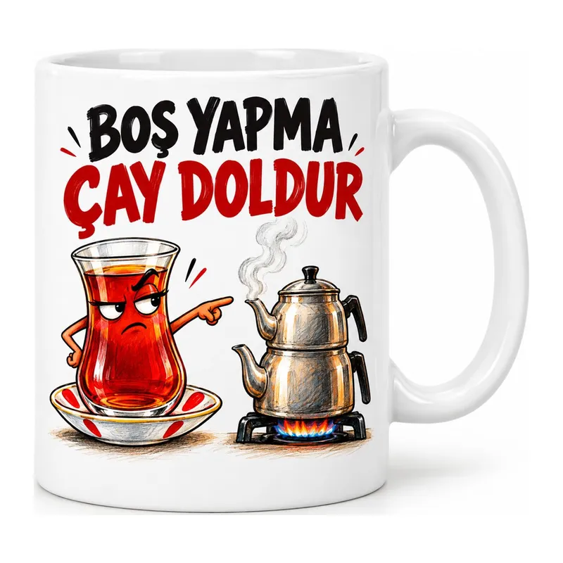 Boş Yapma Saati Tasarımlı Porselen Kupa - MODEL 715