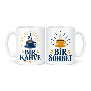 Bir Kahve Bir Sohbet 2'li Porselen Kupa Seti - MODEL 311