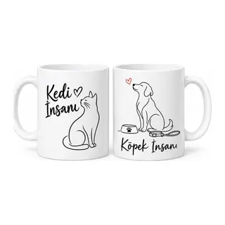 Kedi İnsanı ve Köpek İnsanı 2'li Porselen Kupa Seti - MODEL 447