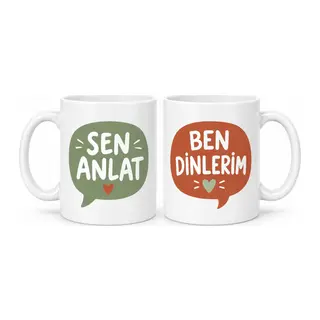 Sen Anlat Ben Dinlerim 2'li Porselen Kupa Seti - MODEL 310