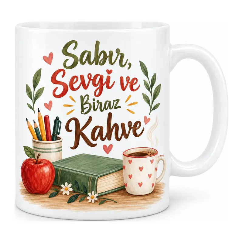 Sabır Sevgi Kahve Tasarımlı Porselen Kupa - MODEL 467