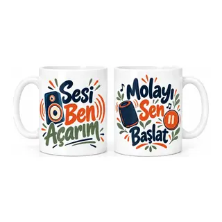 Sesi Ben Açarım ve Molayı Sen Başlat 2'li Porselen Kupa Seti - MODEL 544