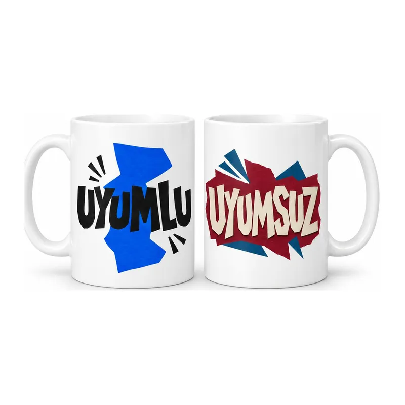 Uyumlu Uyumsuz 2'li Porselen Kupa Seti - MODEL 708