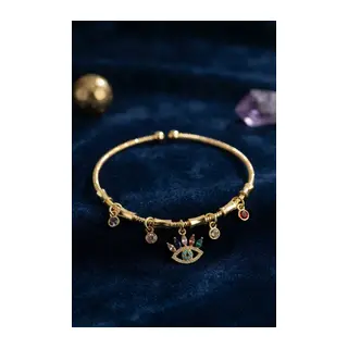 Pirinç Gold Renk YSX Taşlı Göz Model Charmlı Bileklik