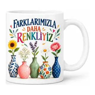 Birlikte Renkliyiz Tasarımlı Porselen Kupa - MODEL 886