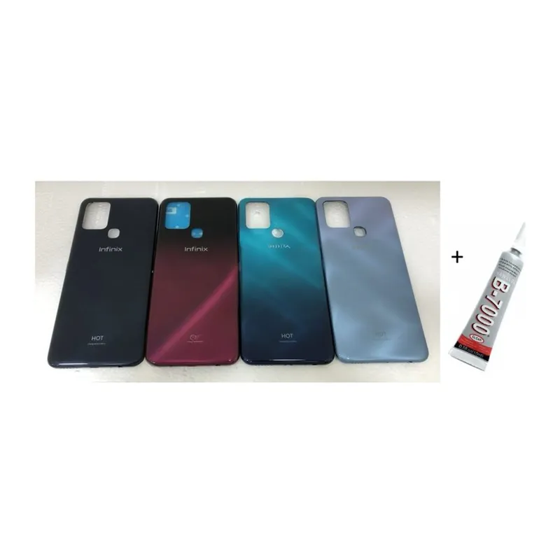 Infinix Hot 10 Uyumlu Arka Batarya Pil Kapağı Siyah (B7000 15 ml Yapıştırıcı)