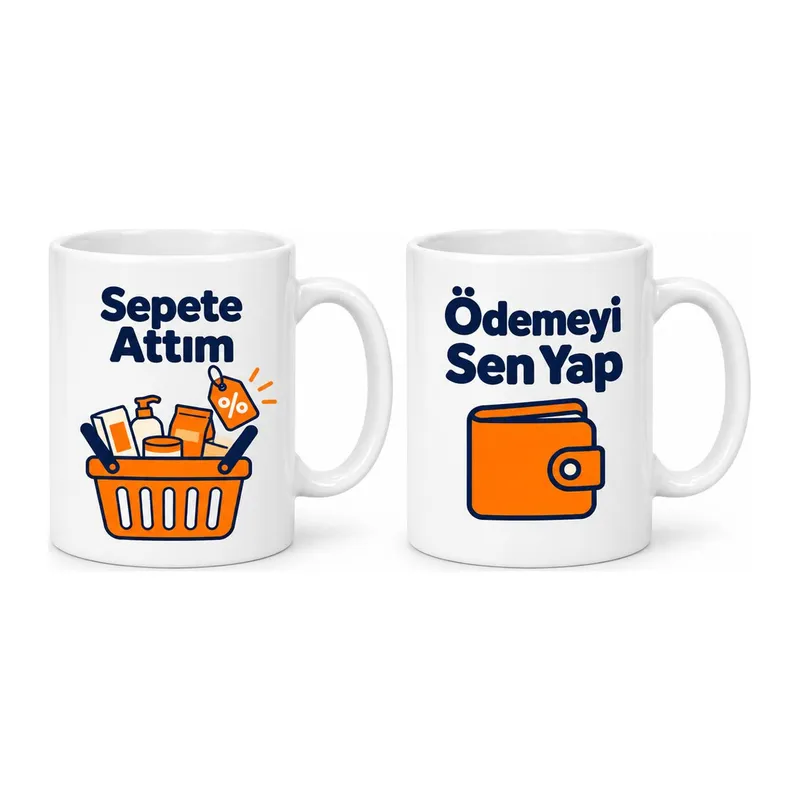 Sepete Attım / Ödemeyi Sen Yap 2'li Porselen Kupa Seti - MODEL 404
