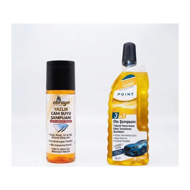 Cilalı Konsantre Oto Şampuanı 1 Litre ve Oto Cam Suyu Şampuanı 40 ml 1 Adet