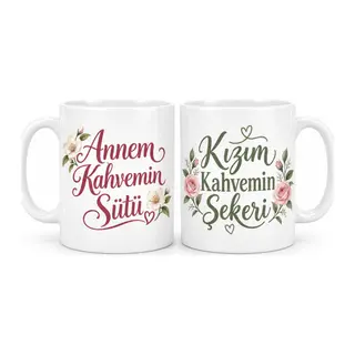 Anne Kız Molası 2'li Porselen Kupa Seti - MODEL 498