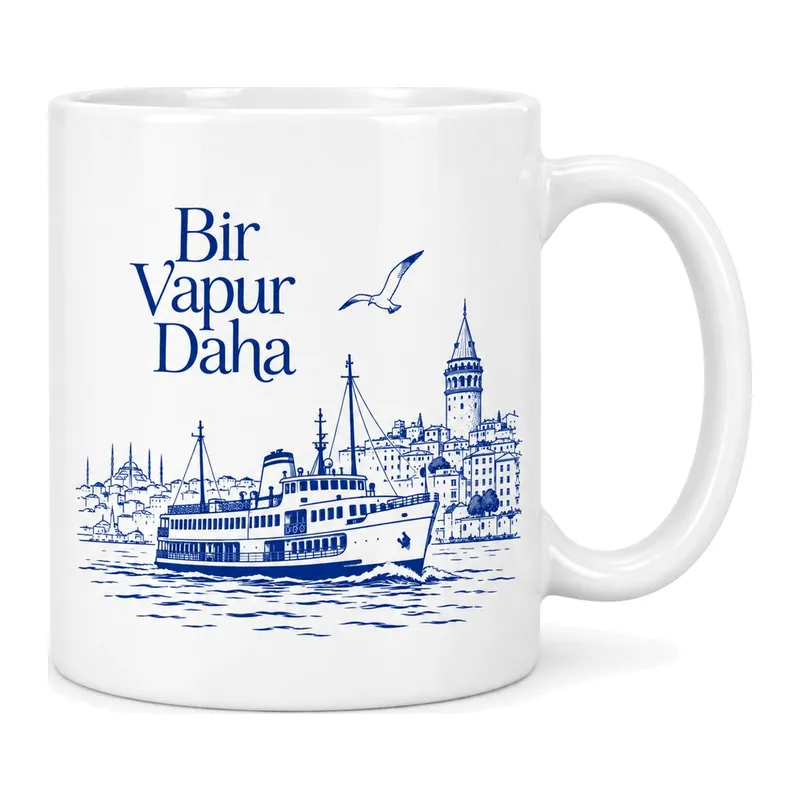 Bir Vapur Daha Tasarımlı Porselen Kupa - MODEL 356